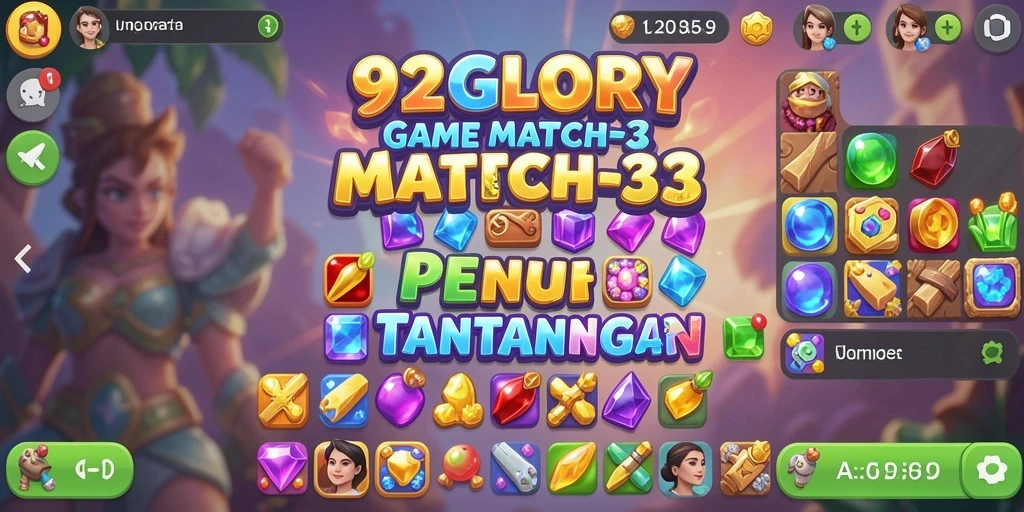 Tampilan gameplay 92GLORY dengan kombinasi warna yang ceria.