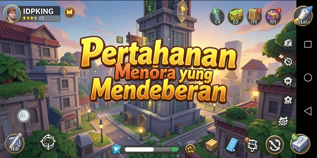 Tampilan gameplay menegangkan di dalam IDPKING Tower Defense.