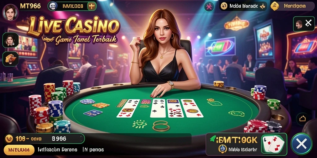 Screenshot utama MT966 menampilkan gameplay Live Casino yang seru dan interaktif.