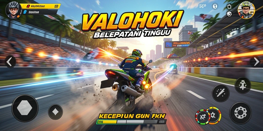 Screenshot menunjukkan aksi balapan mendebarkan di VALOHOKI.